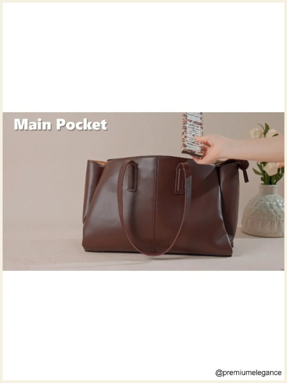 Vegan Leather Laptop Tote Bag Triple Compartment Work Purse